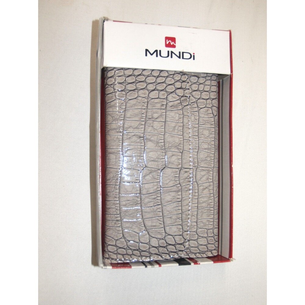 Vintage‑Style 1990s Mundi Faux Croc Wallet Gray New in Box, Checkbook Slot NEW